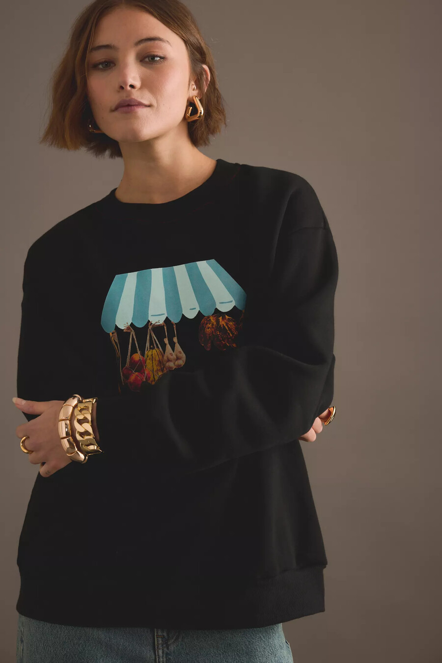 sweatshirt mit grafikprint „never fully dressed fruit shop
