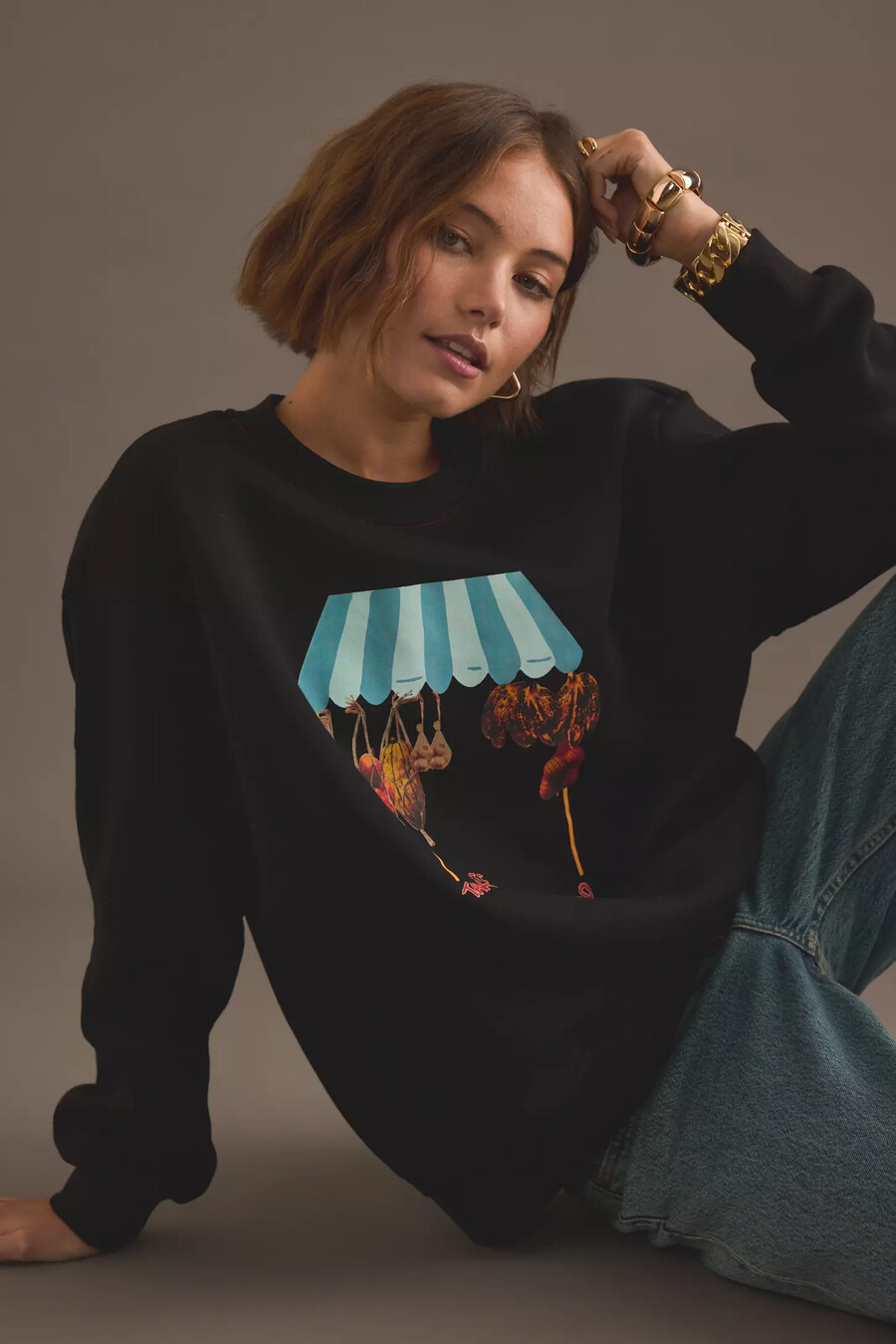 sweatshirt mit grafikprint „never fully dressed fruit shop