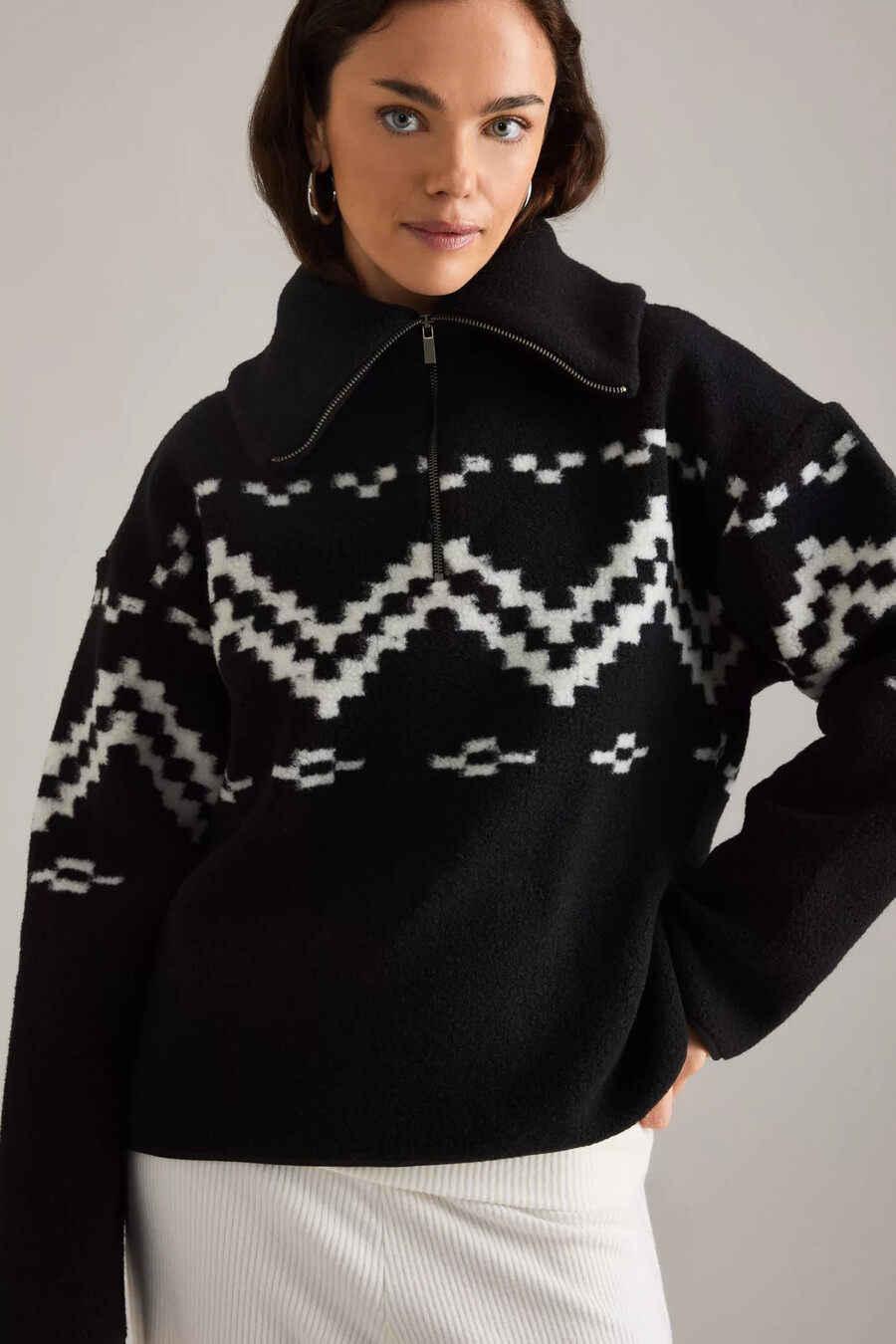 4th reckless dayna fairisle half-zip fleece