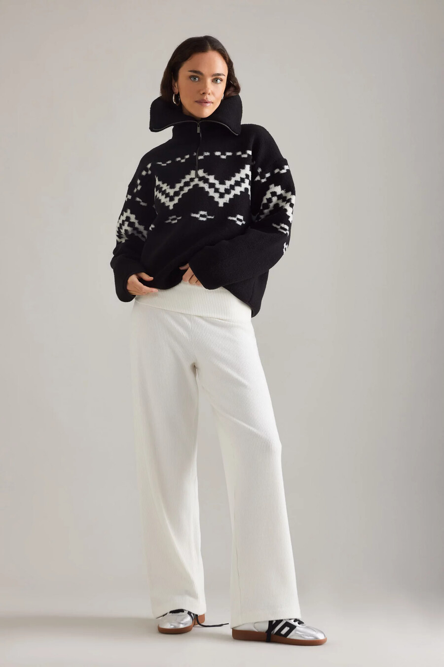 4th reckless dayna fairisle half-zip fleece