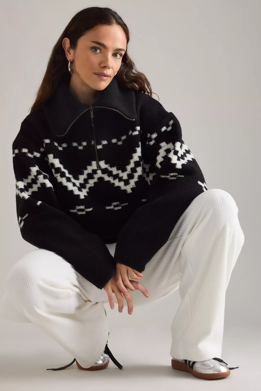 4th reckless dayna fairisle half-zip fleece
