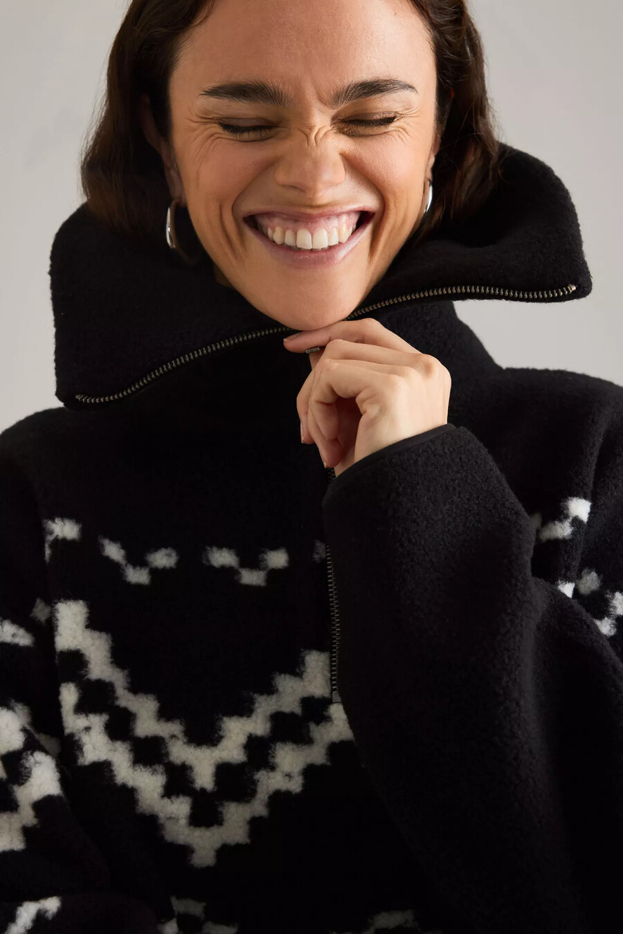 4th reckless dayna fairisle half-zip fleece