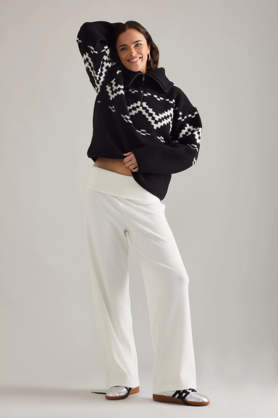4th reckless dayna fairisle half-zip fleece