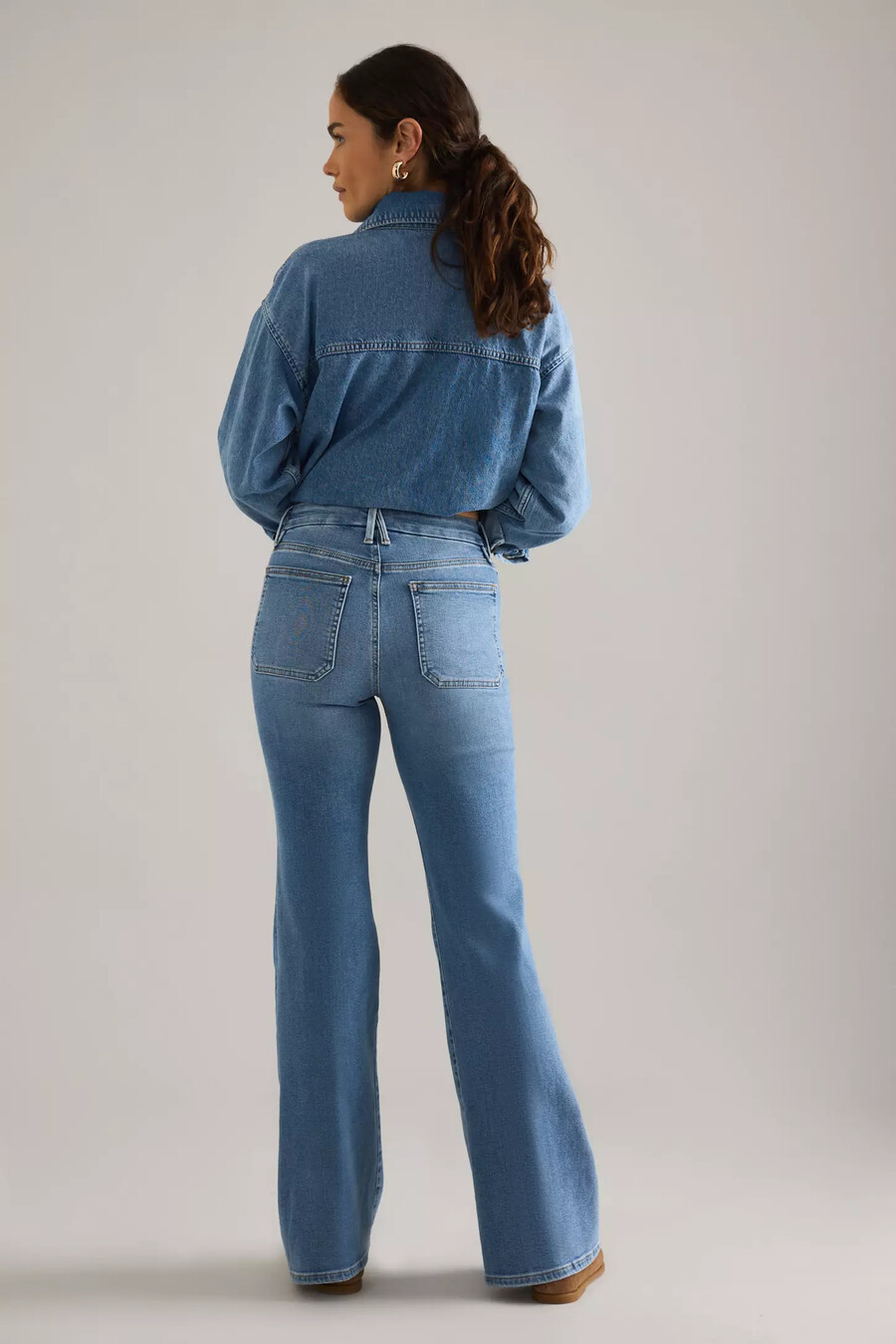 good american good legs patch pocket flare jeans