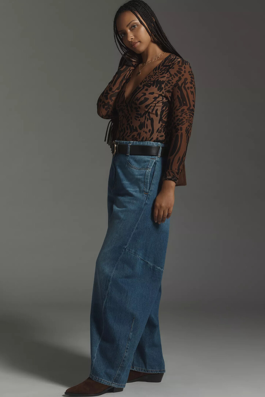 pilcro tapered full length barrel jeans