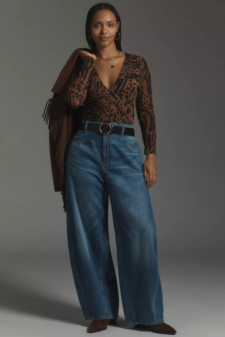 pilcro tapered full length barrel jeans