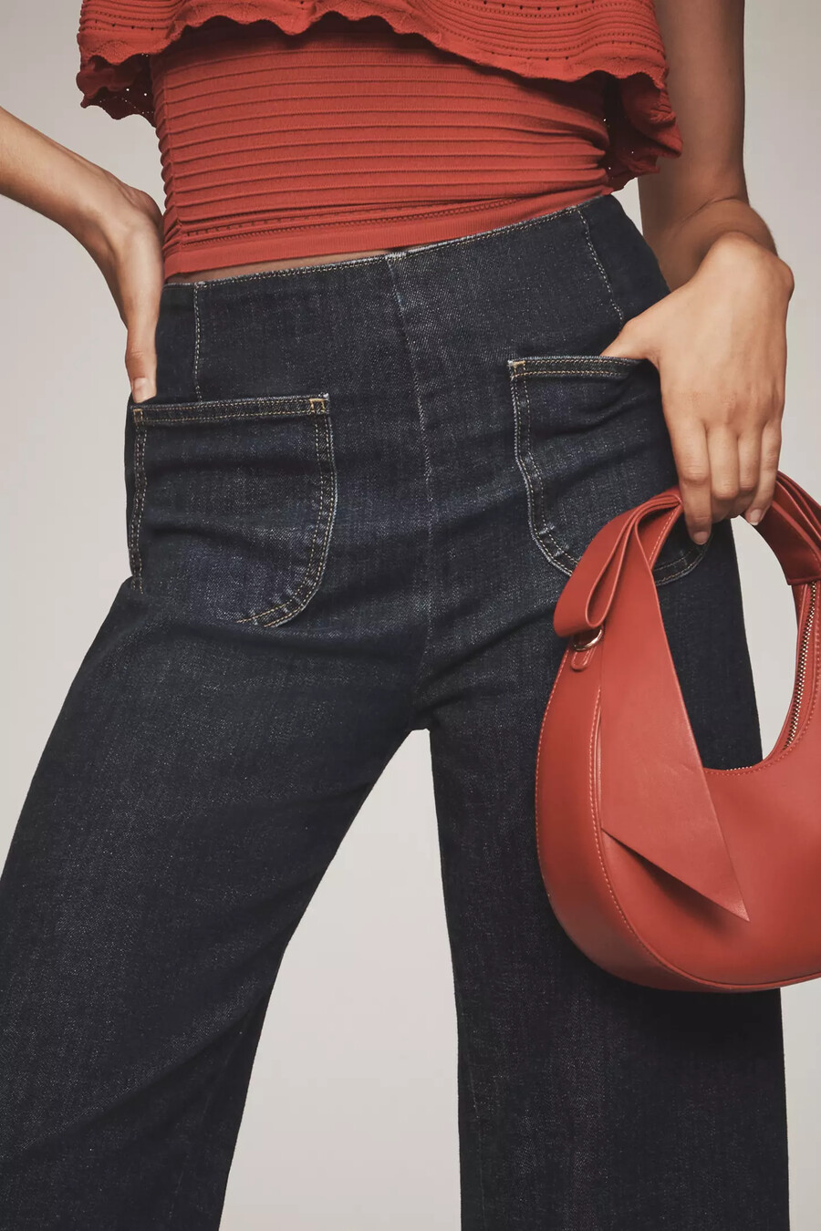 die colette denim rüschen cropped wide-leg jeans von maeve