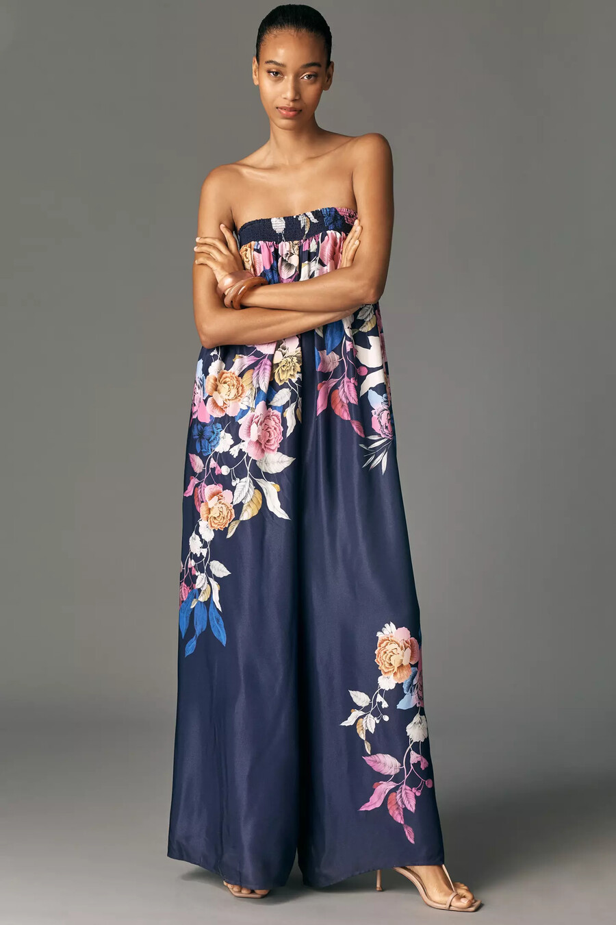 maeve jumpsuit mit print und fließendem weitem bein