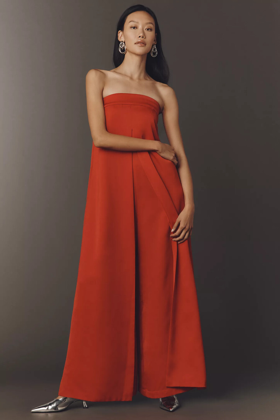 if by sea trägerloser jumpsuit mit weitem bein
