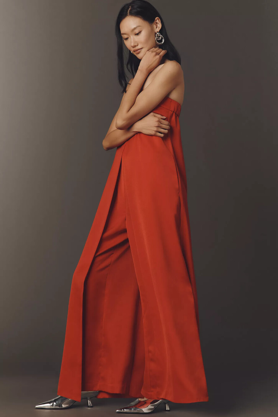 if by sea trägerloser jumpsuit mit weitem bein