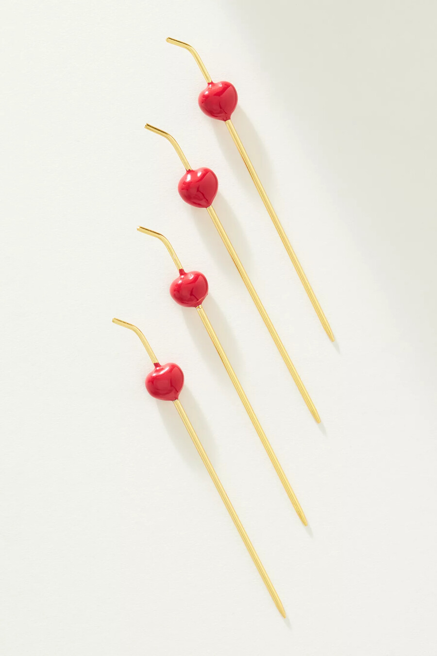 cocktailspieße aus edelstahl mit kirschmotiv 4er-set