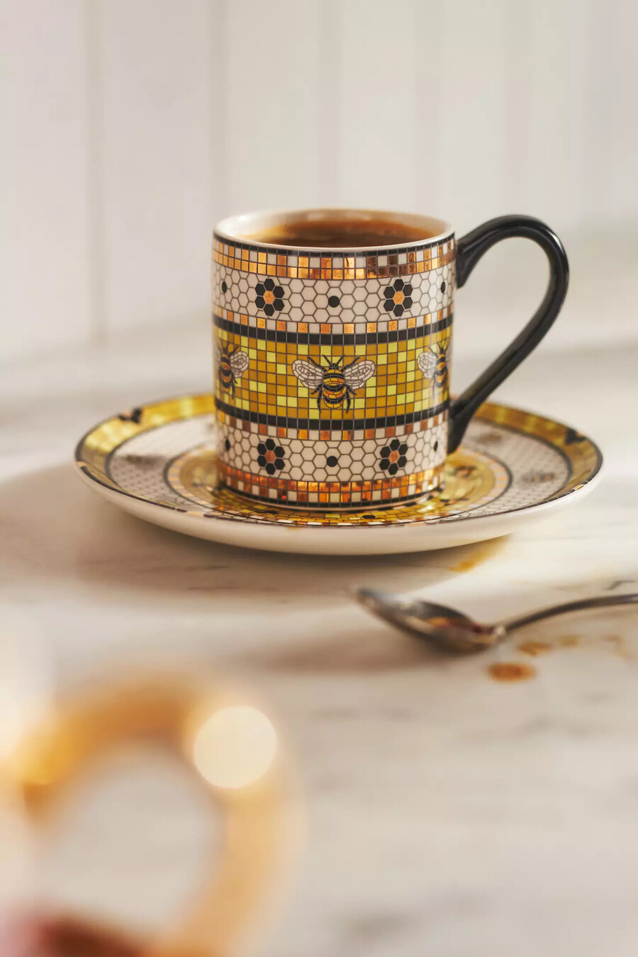 bistro tile espressotasse und untertasse aus steingut gartenedition