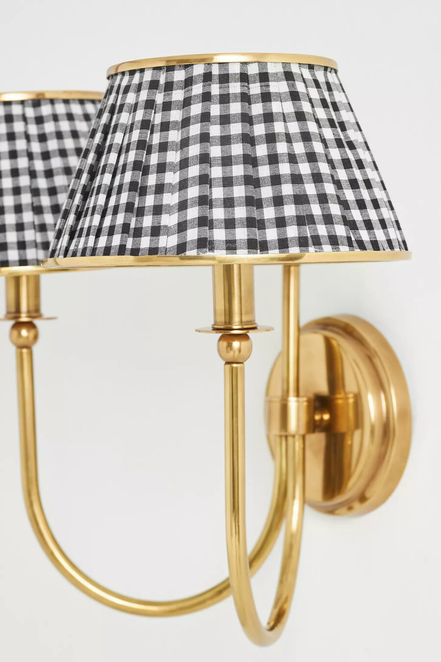 lee ruched gelenk-wandleuchte mit bedrucktem schirm aus messing doppelwandleuchte