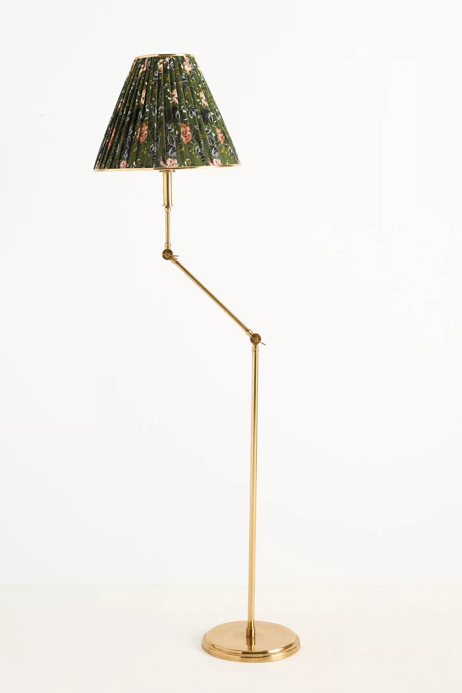 lee ruched stehlampe aus messing mit verstellbarem bedrucktem schirm