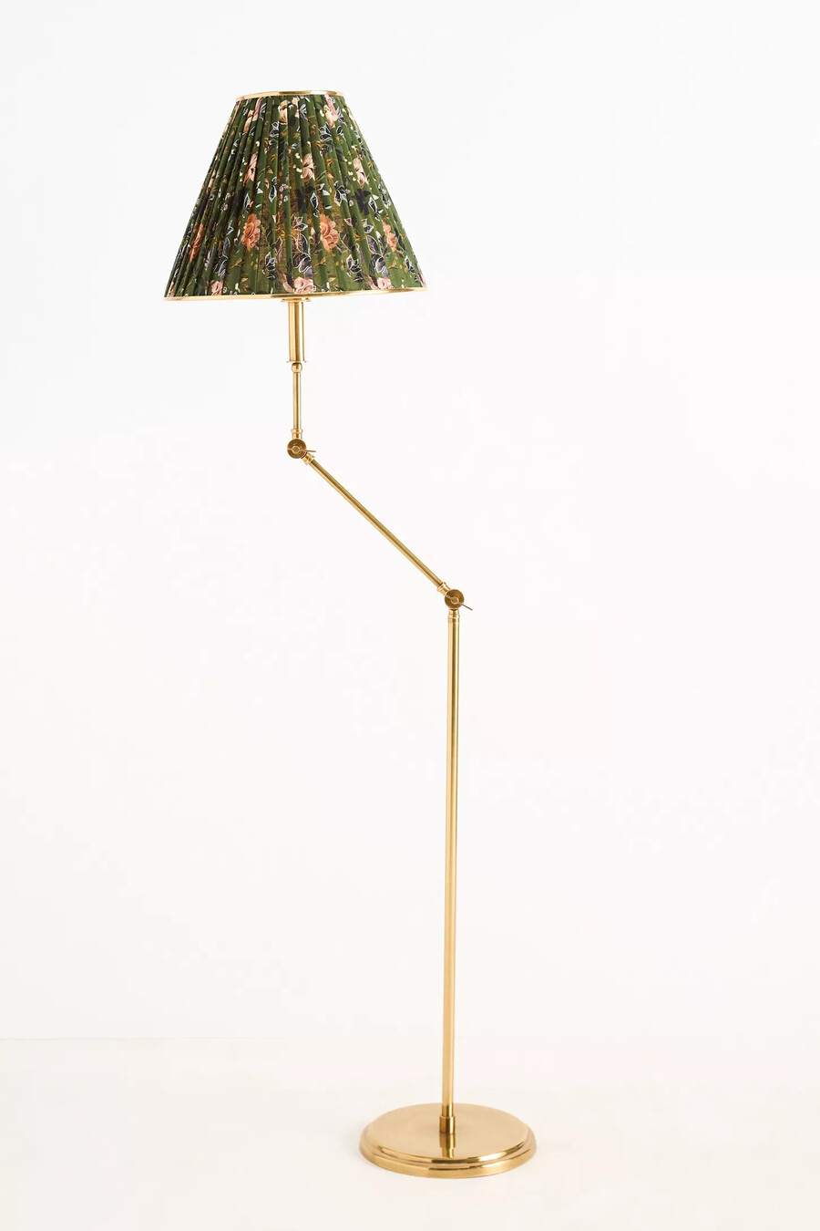 lee ruched stehlampe aus messing mit verstellbarem bedrucktem schirm