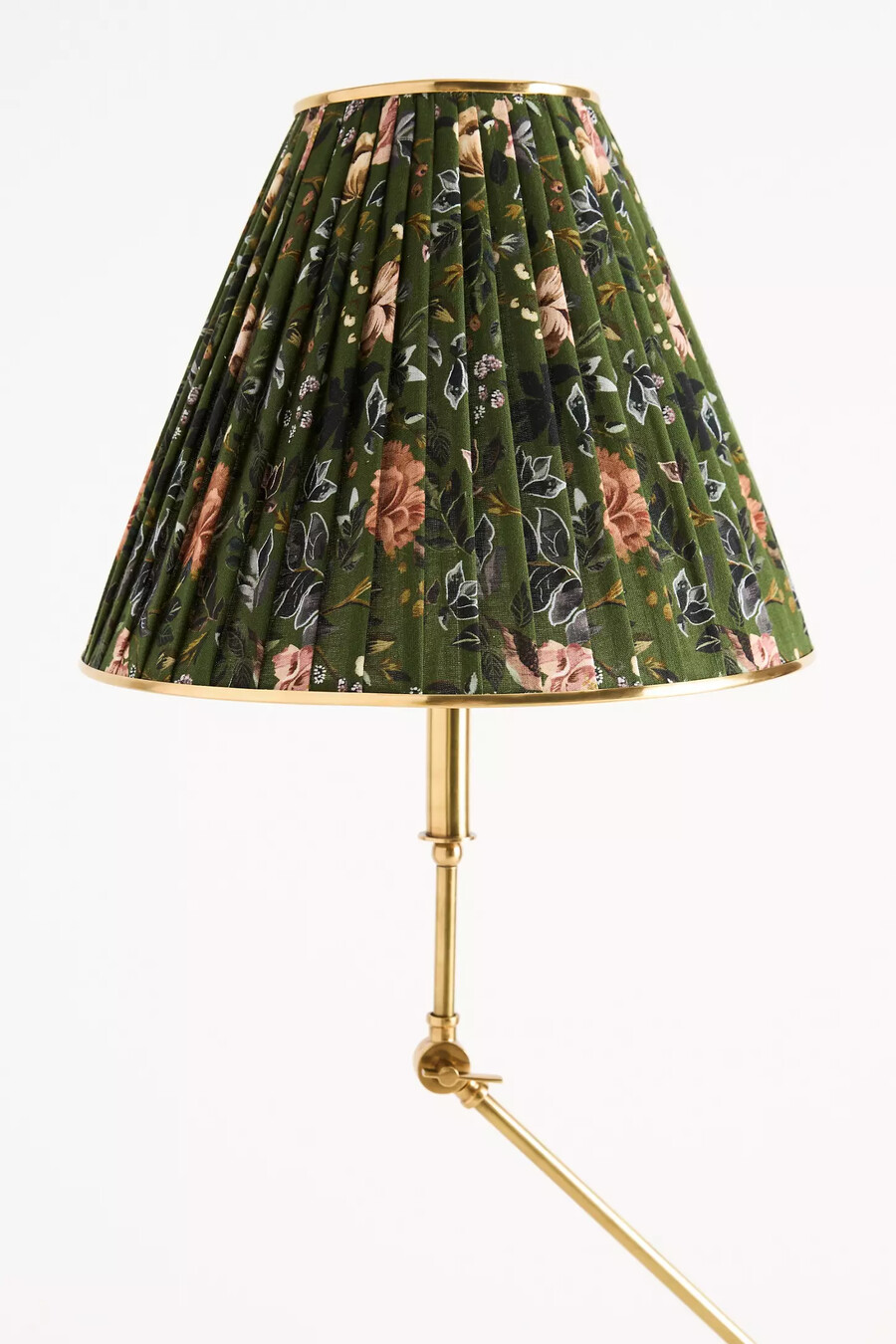lee ruched stehlampe aus messing mit verstellbarem bedrucktem schirm