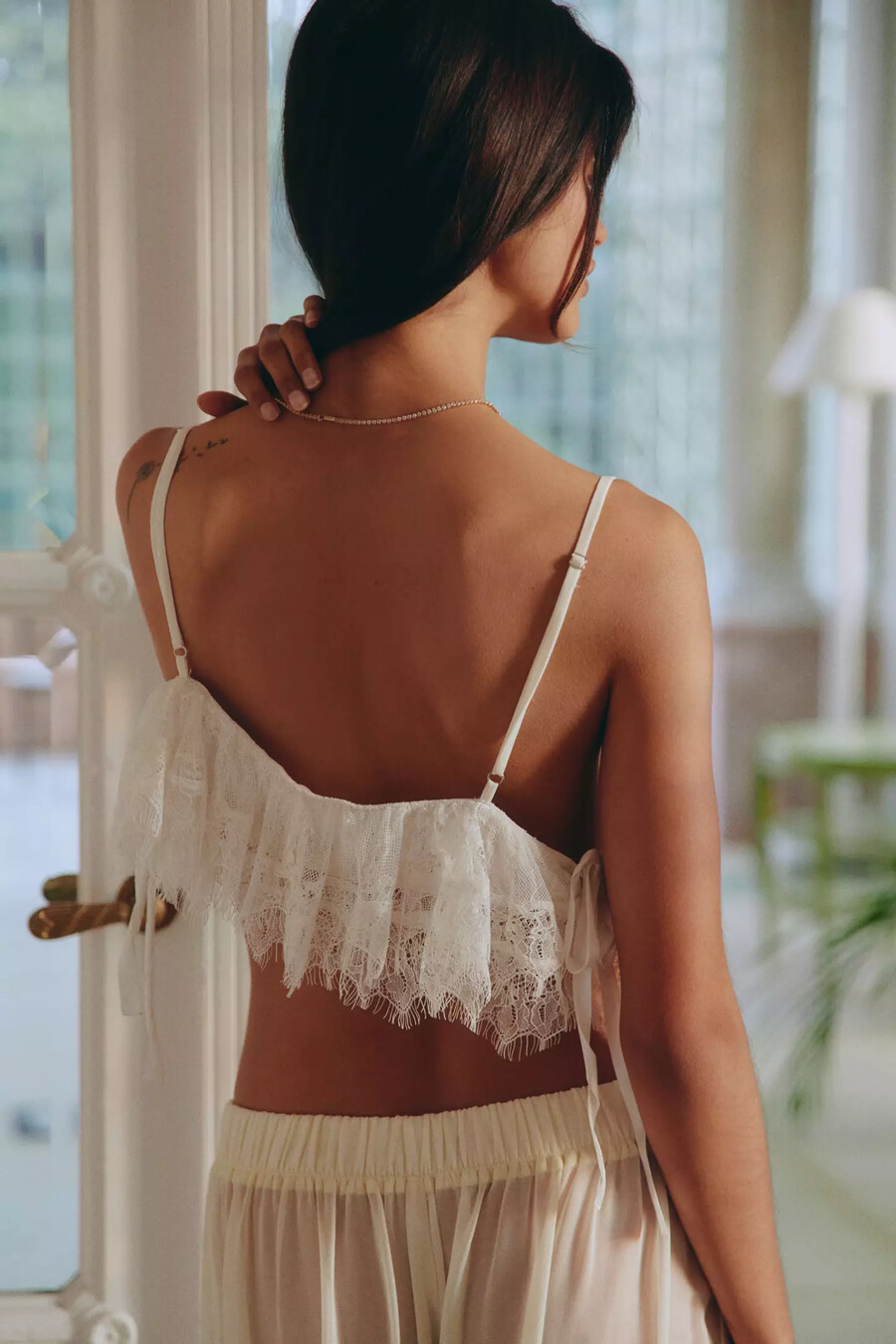 lyrebird lace swing crop cami top