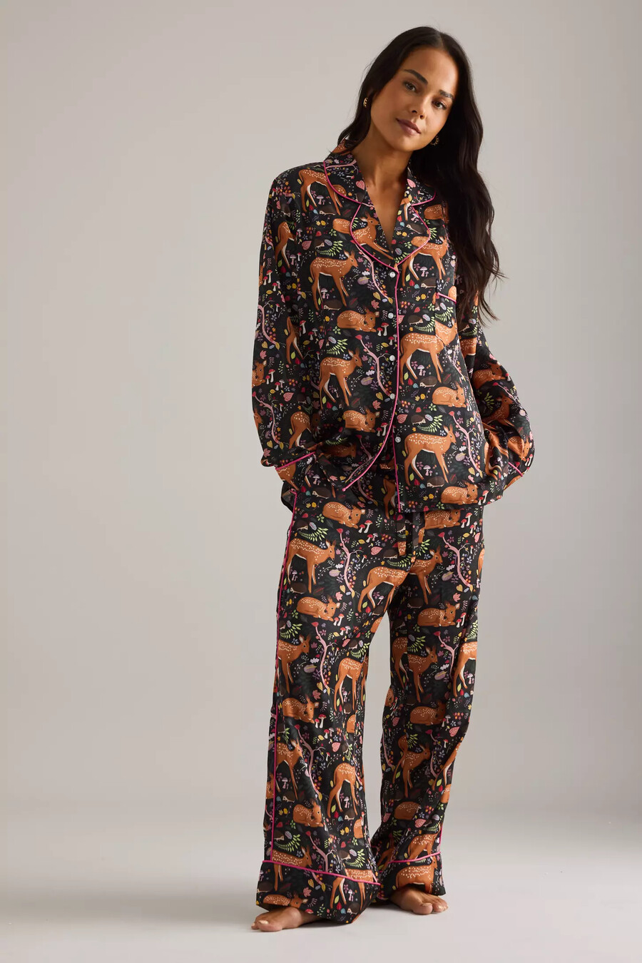 karen mabon flora und rehkitz langer pyjama set