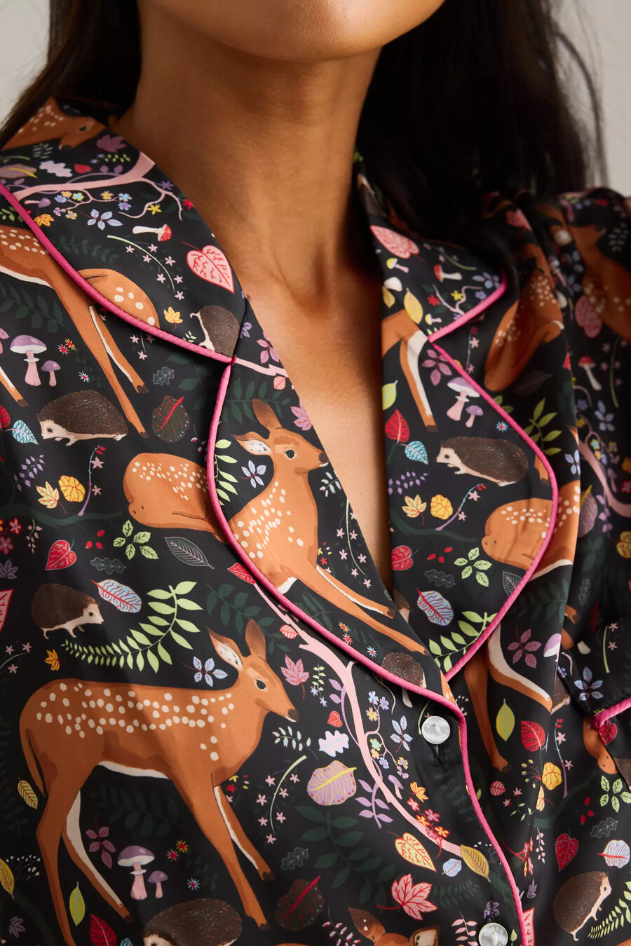 karen mabon flora und rehkitz langer pyjama set