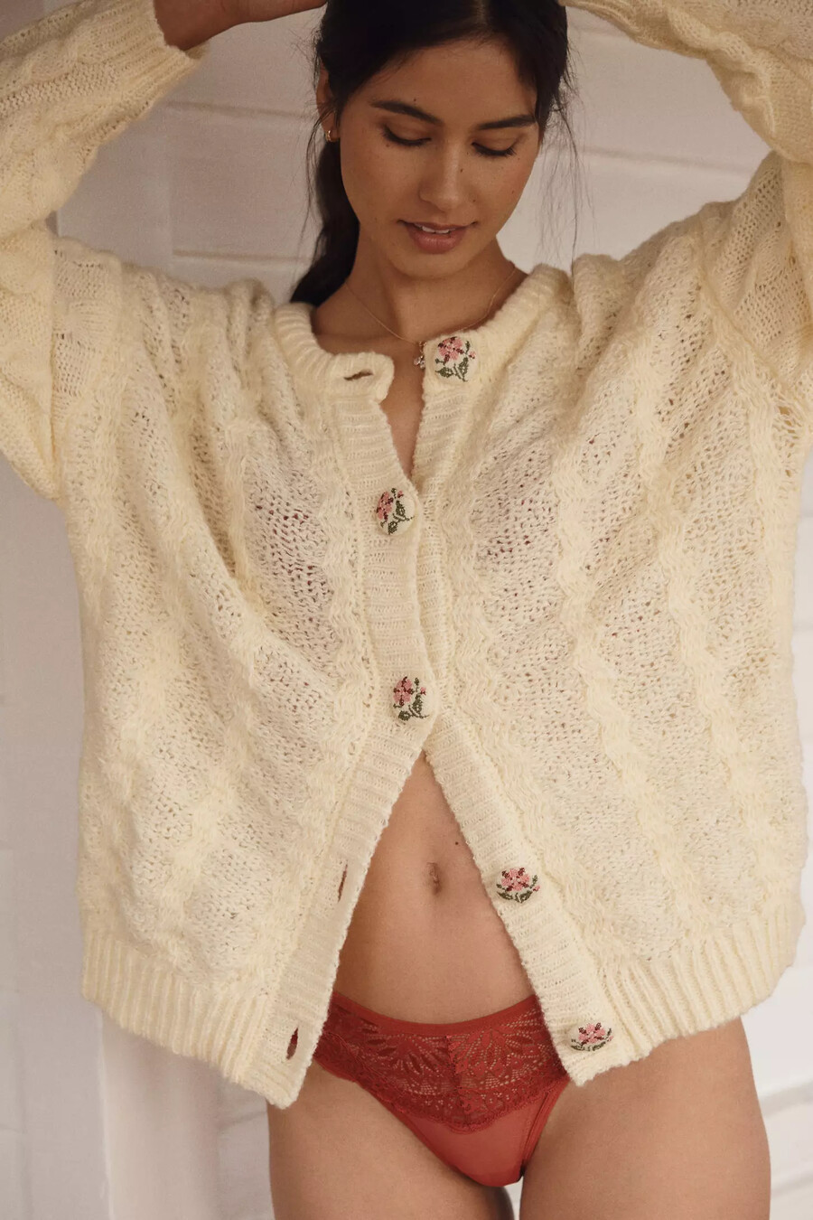 lyrebird cardigan mit knöpfen