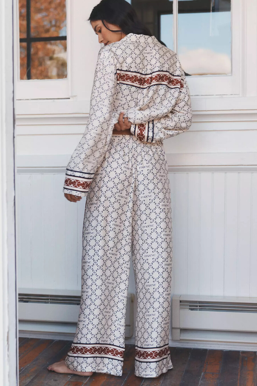 maeve seiden-pyjamahose mit weitem bein