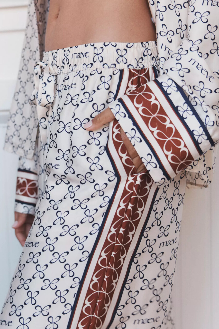 maeve seiden-pyjamahose mit weitem bein