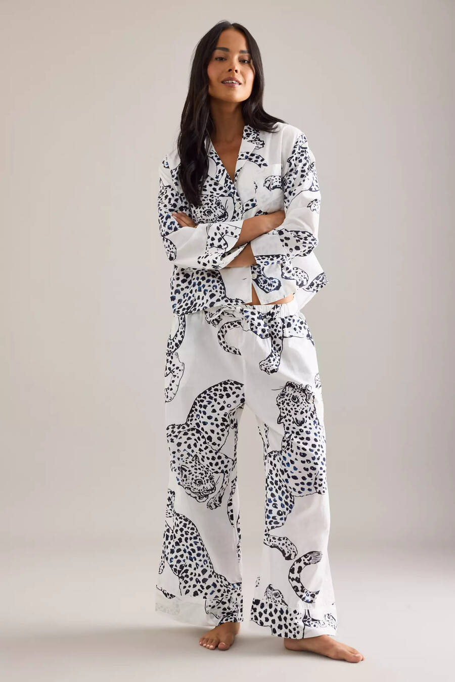 desmond dempsey jaguar boxy shirt wide-leg trousers pyjama-set