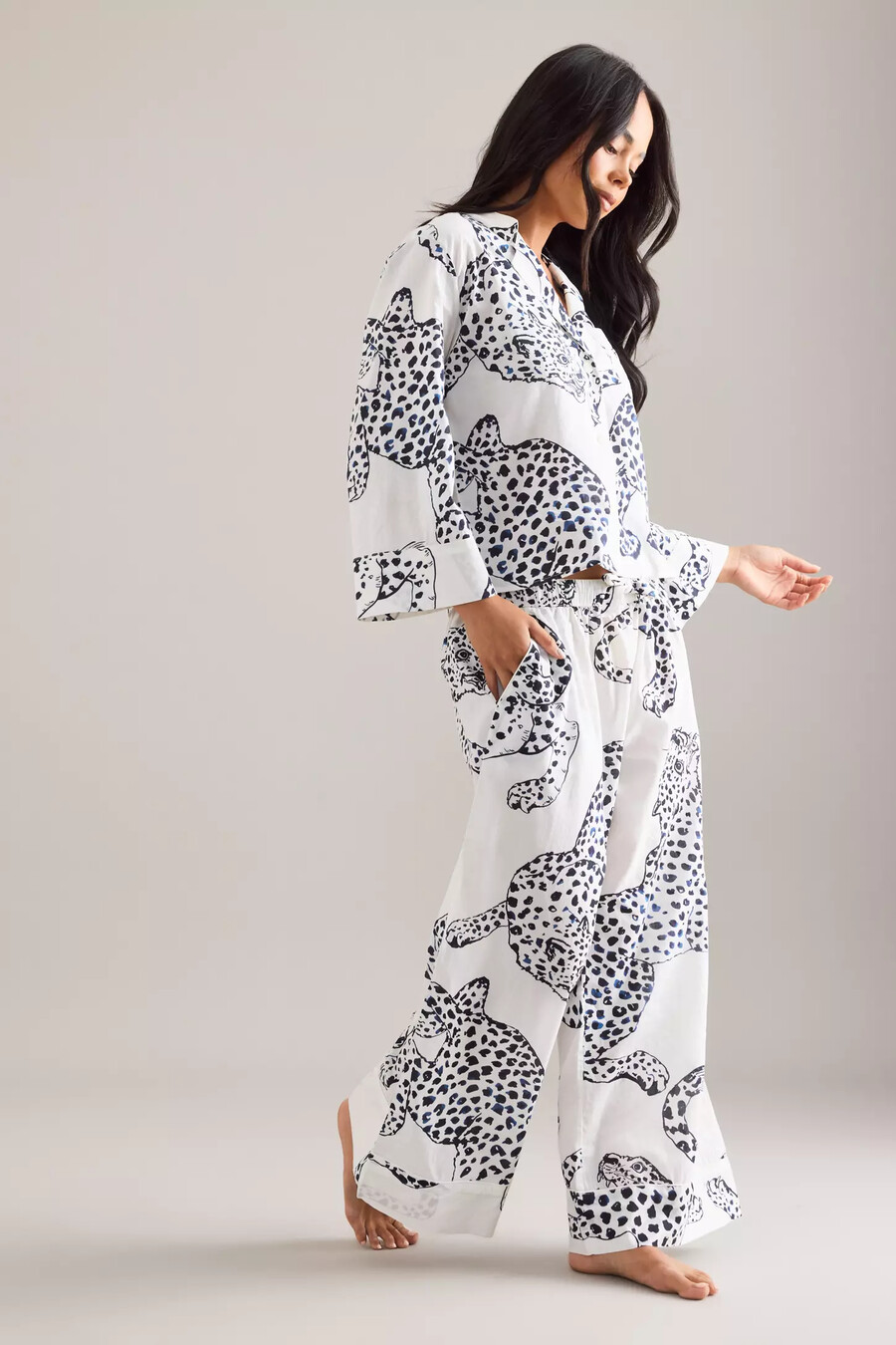 desmond dempsey jaguar boxy shirt wide-leg trousers pyjama-set