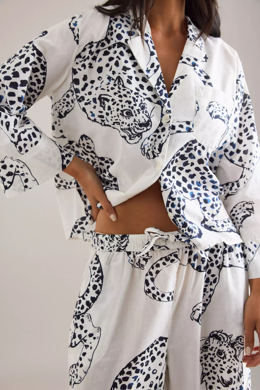 desmond dempsey jaguar boxy shirt wide-leg trousers pyjama-set