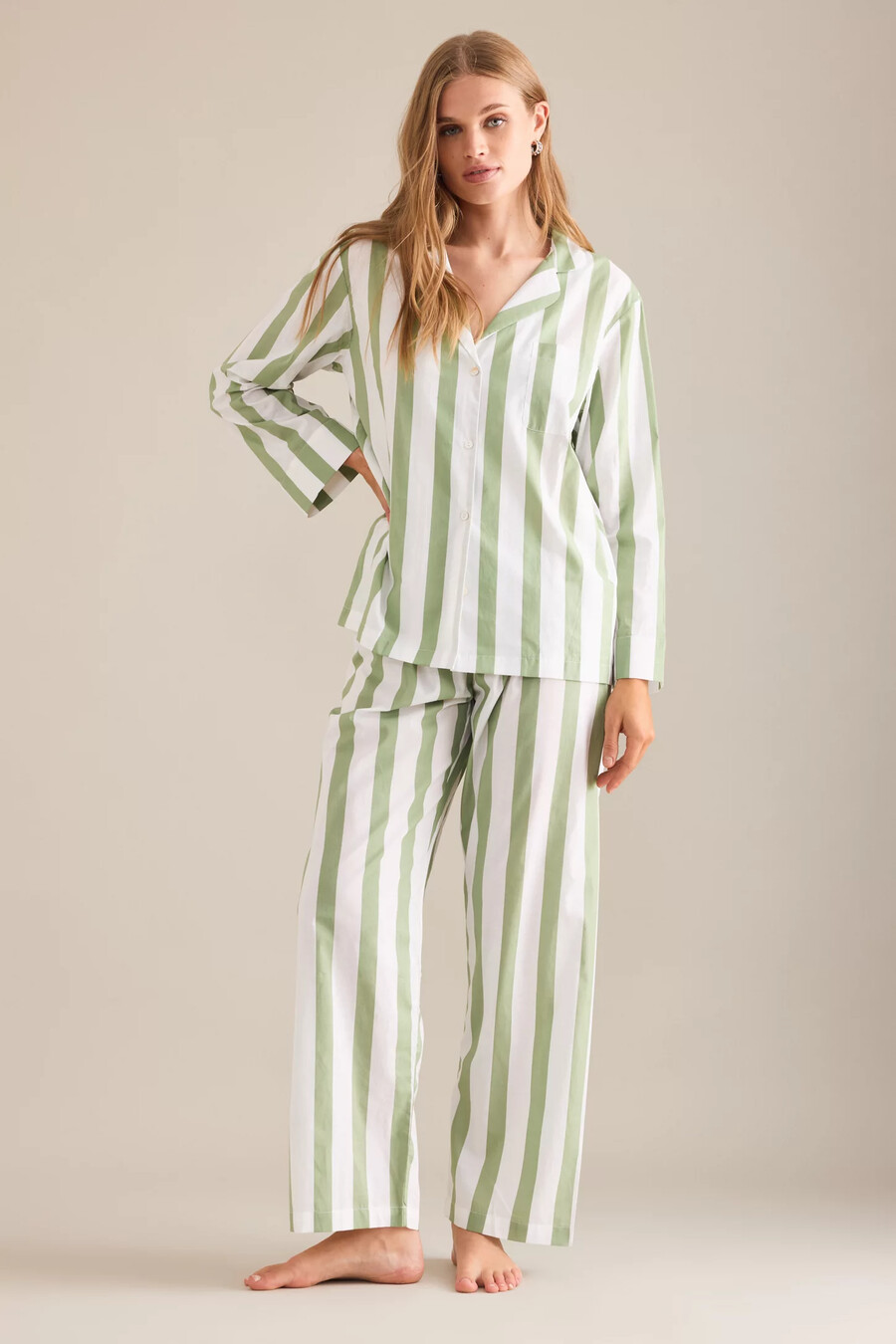 honna klassisches gestreiftes langes pyjama-set