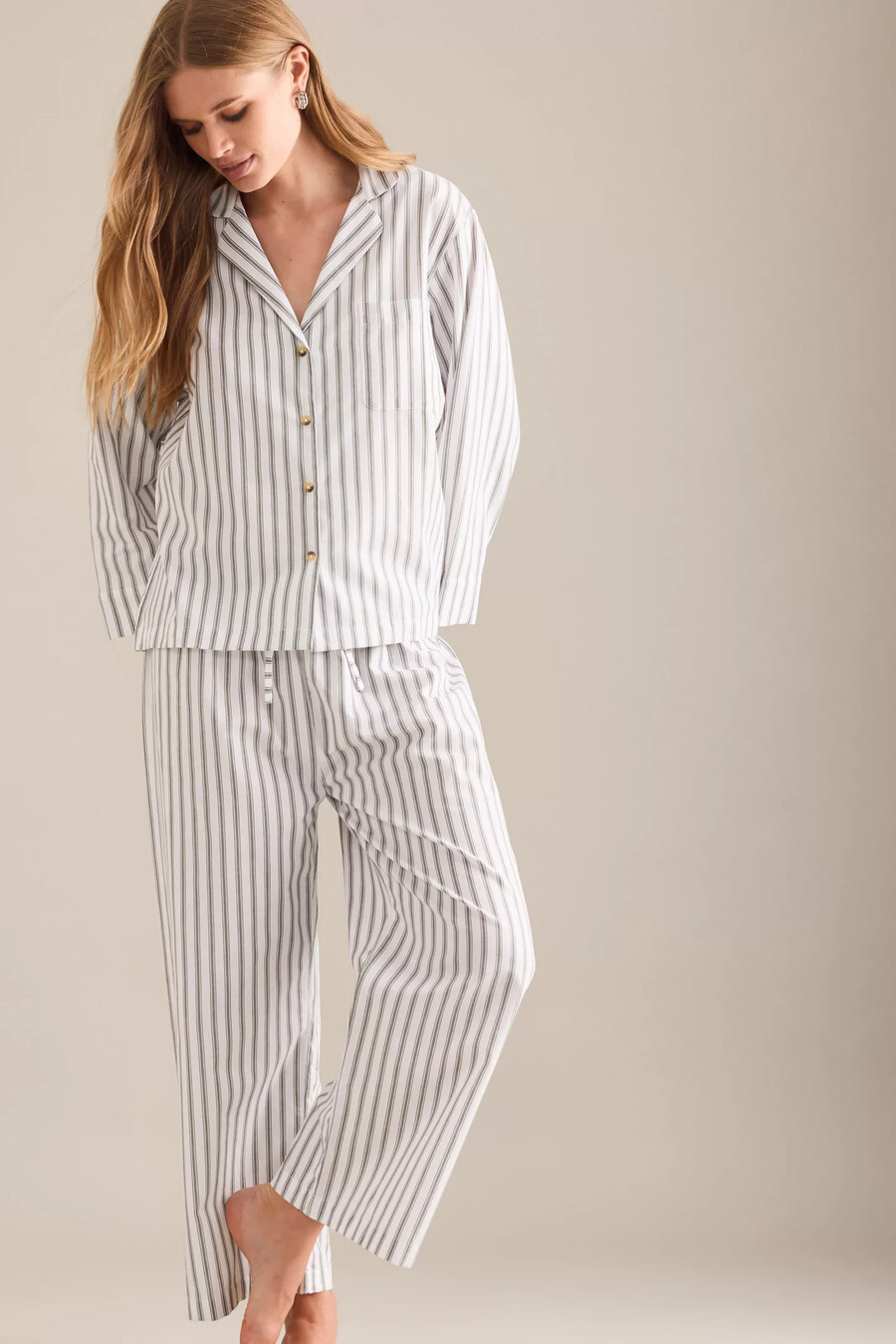 honna langer pyjama mit streifenmuster