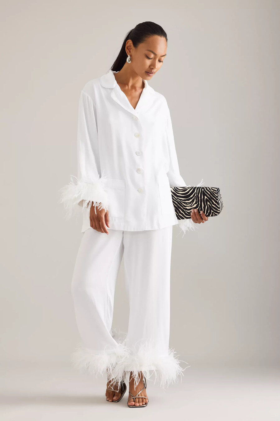 sleeper party feder langer pyjama set