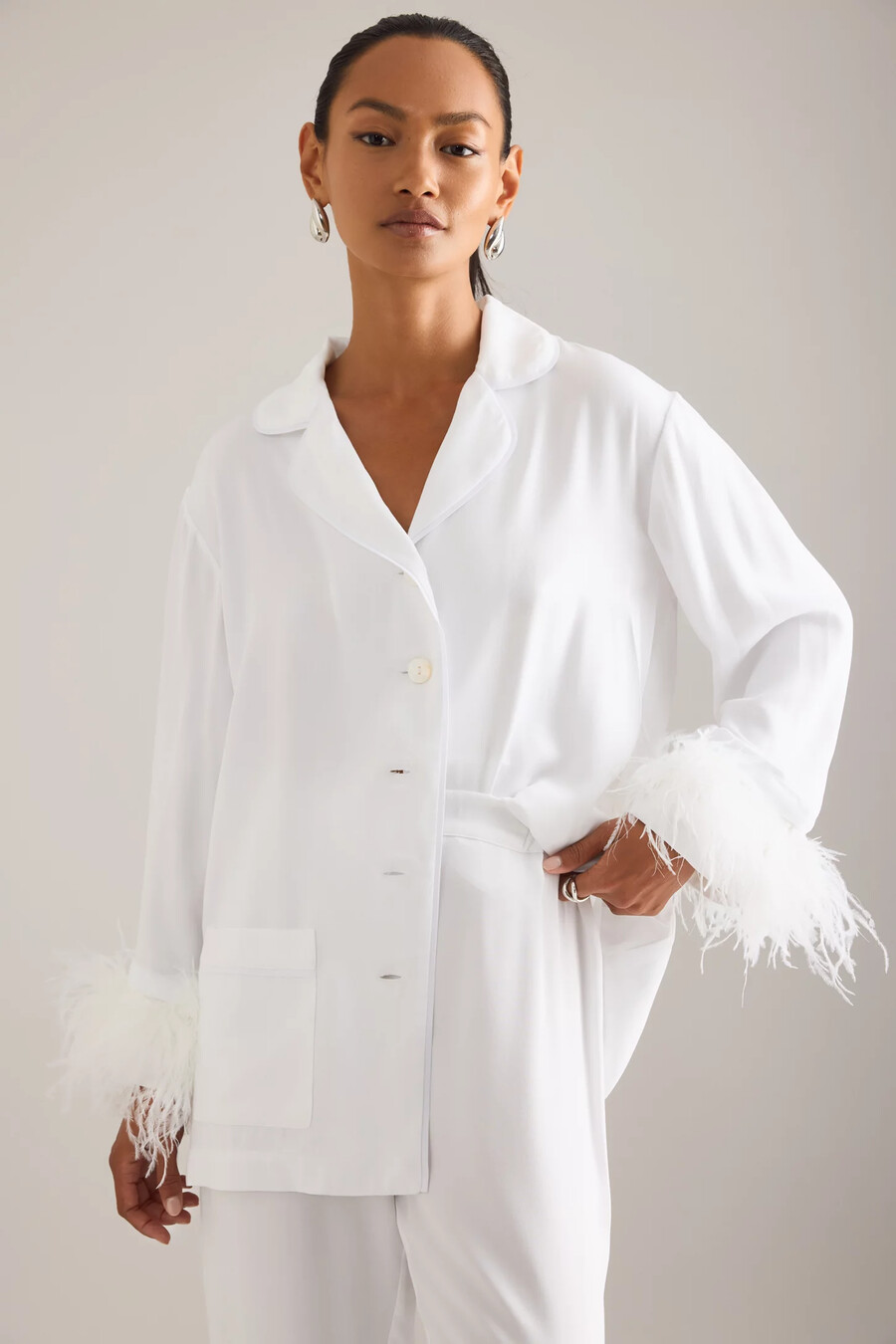 sleeper party feder langer pyjama set