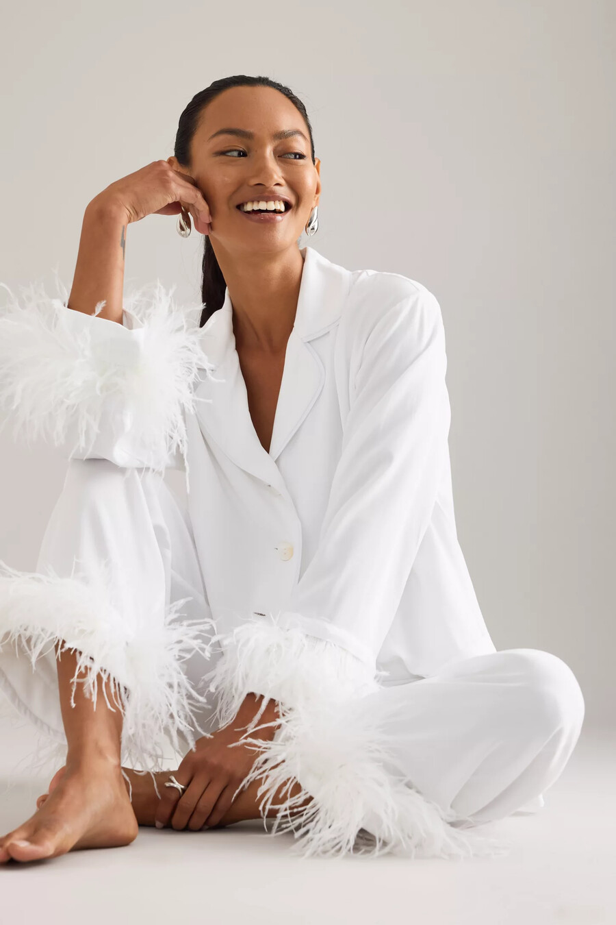sleeper party feder langer pyjama set