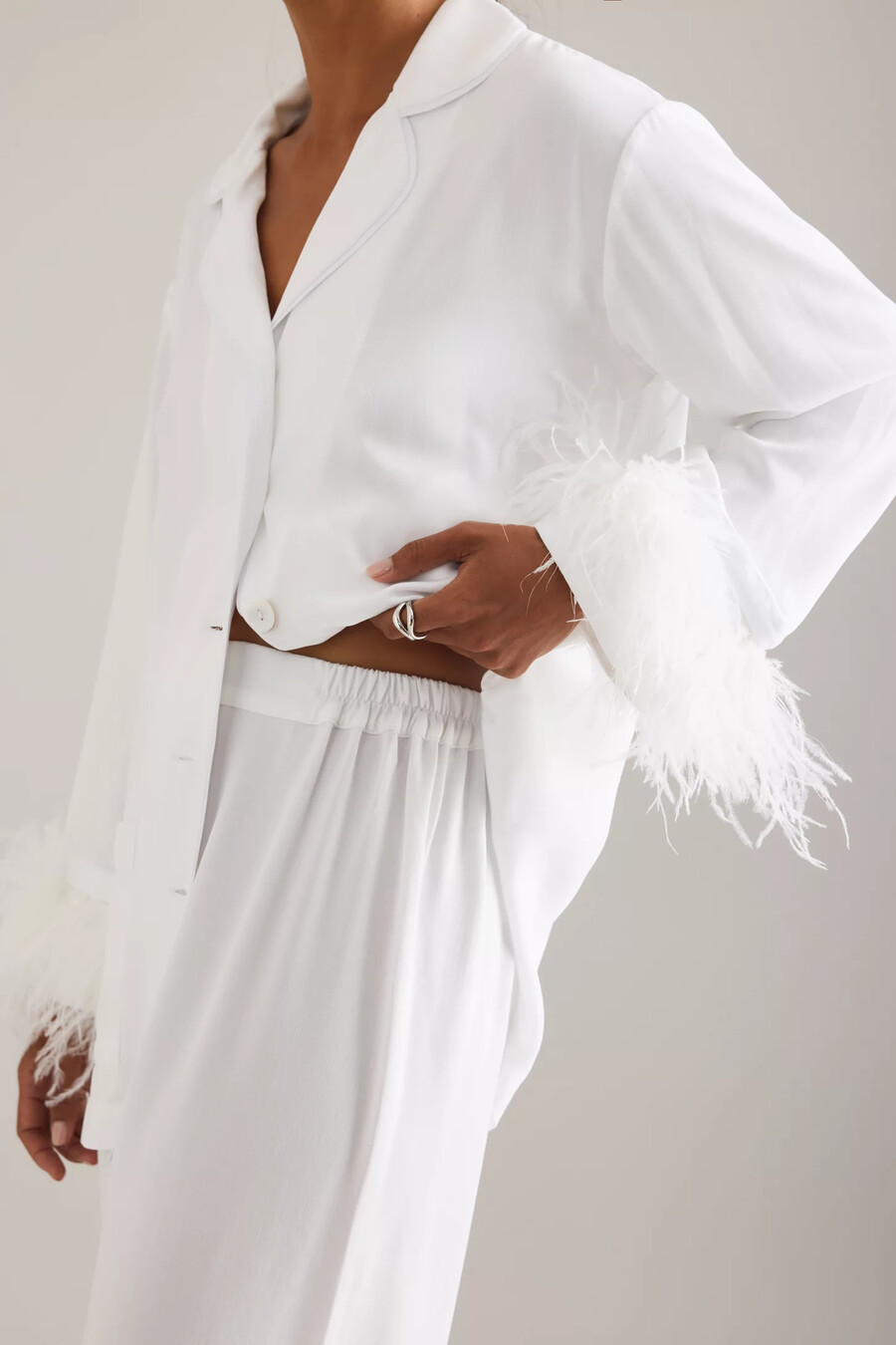 sleeper party feder langer pyjama set