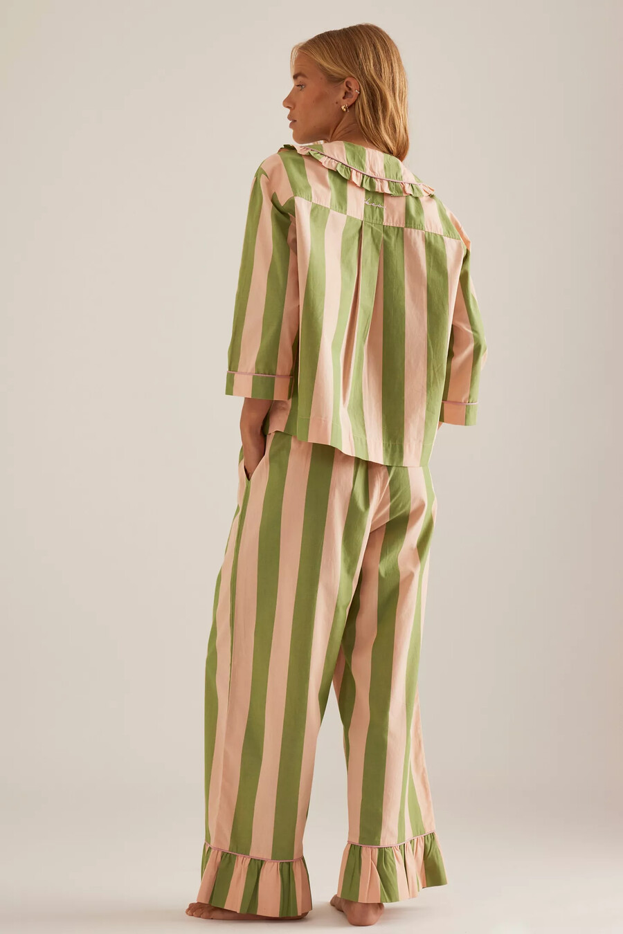 tbco langer baumwoll-streifen-pyjama-set