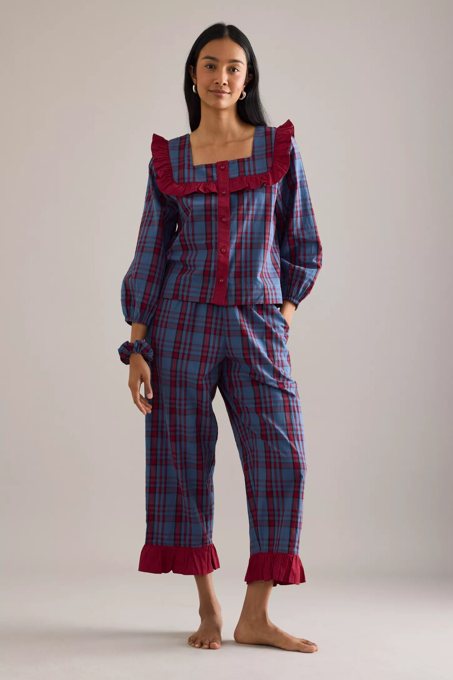 tbco tartan rüschen-pyjama-set