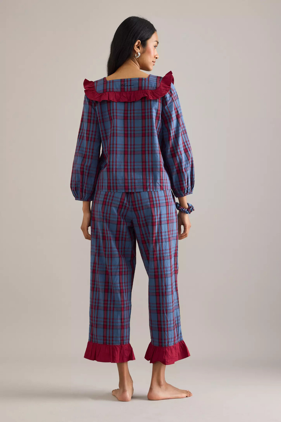 tbco tartan rüschen-pyjama-set