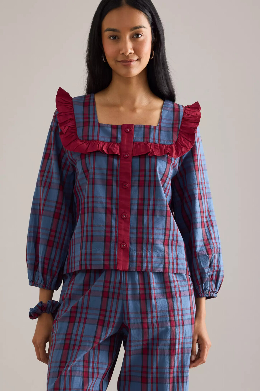 tbco tartan rüschen-pyjama-set