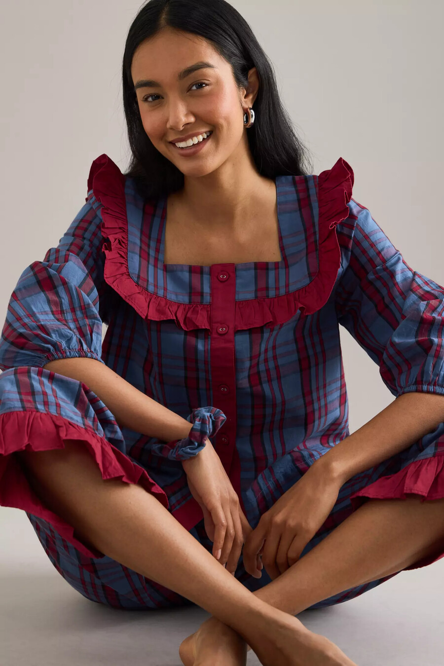 tbco tartan rüschen-pyjama-set
