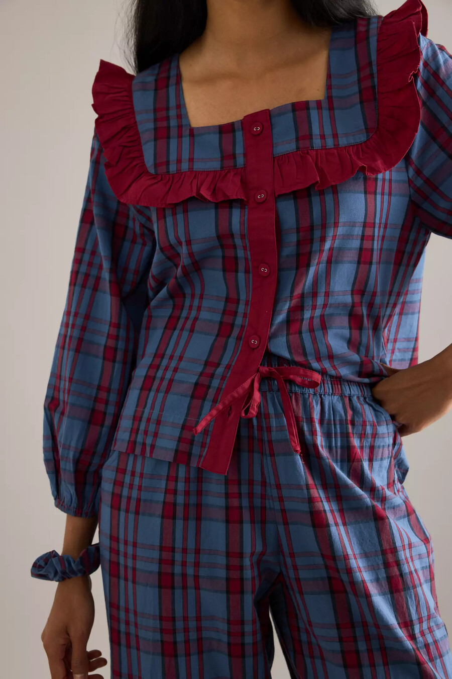 tbco tartan rüschen-pyjama-set