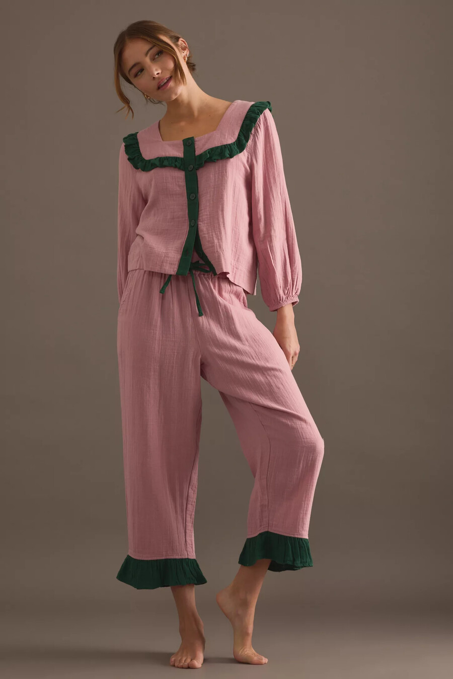 tbco rosa rüschenpyjama-set