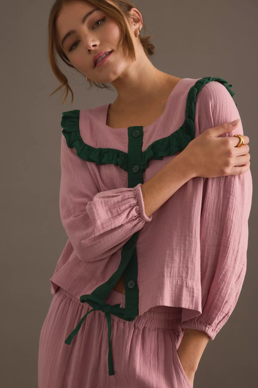 tbco rosa rüschenpyjama-set