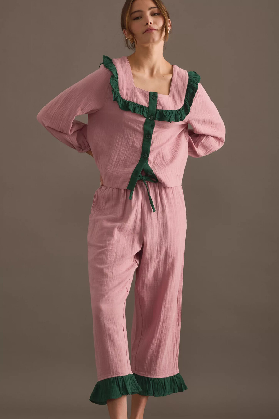 tbco rosa rüschenpyjama-set