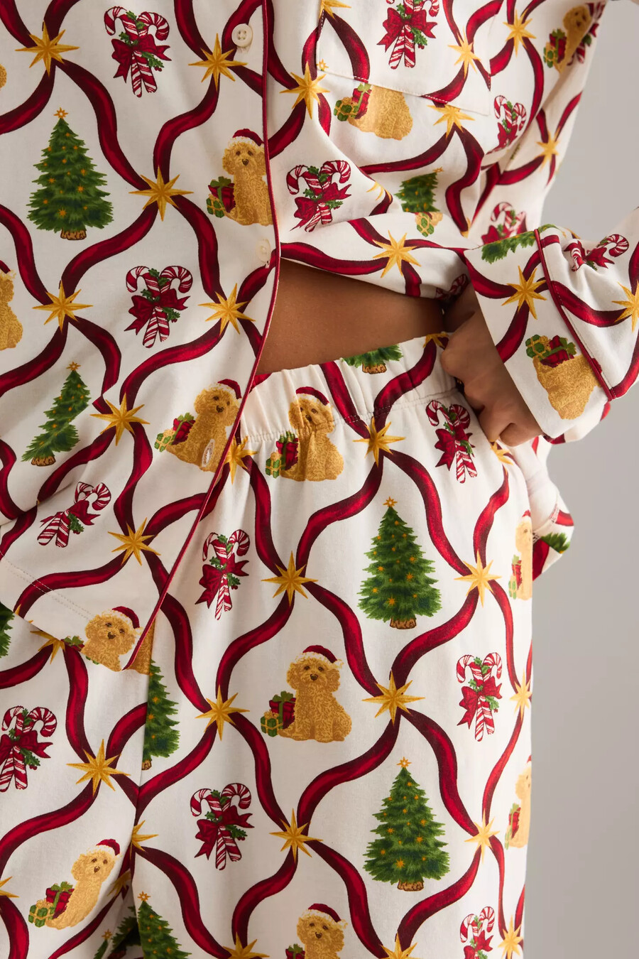 chelsea peers weihnachtspyjama-set mit hundemotiv