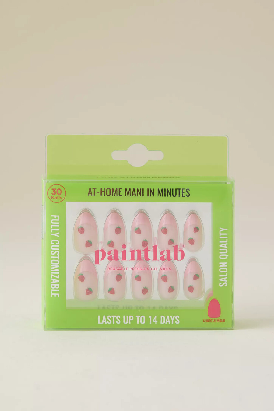 paintlab pink strawberry press-on nails