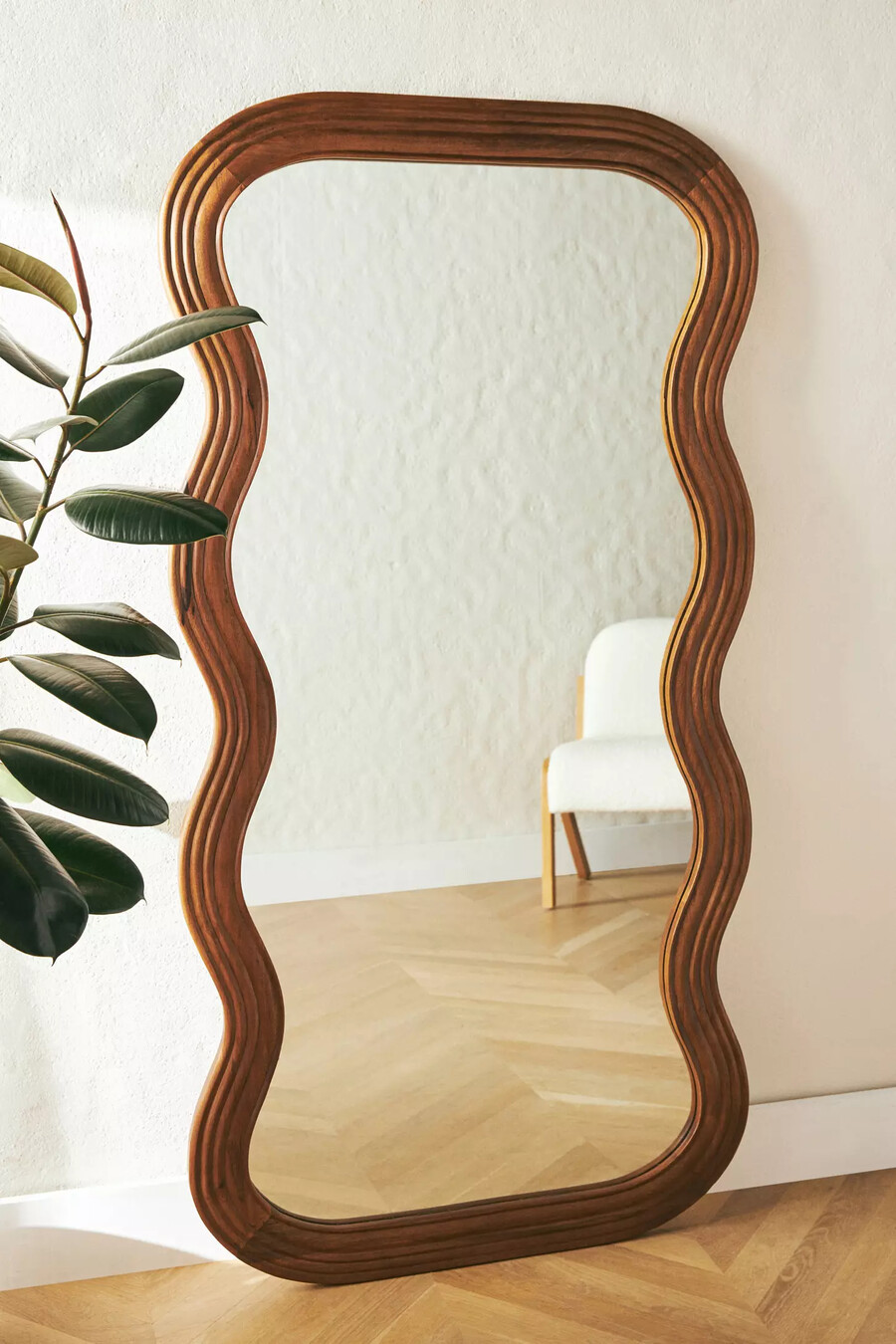 frances mango wood wiggle frame mirror