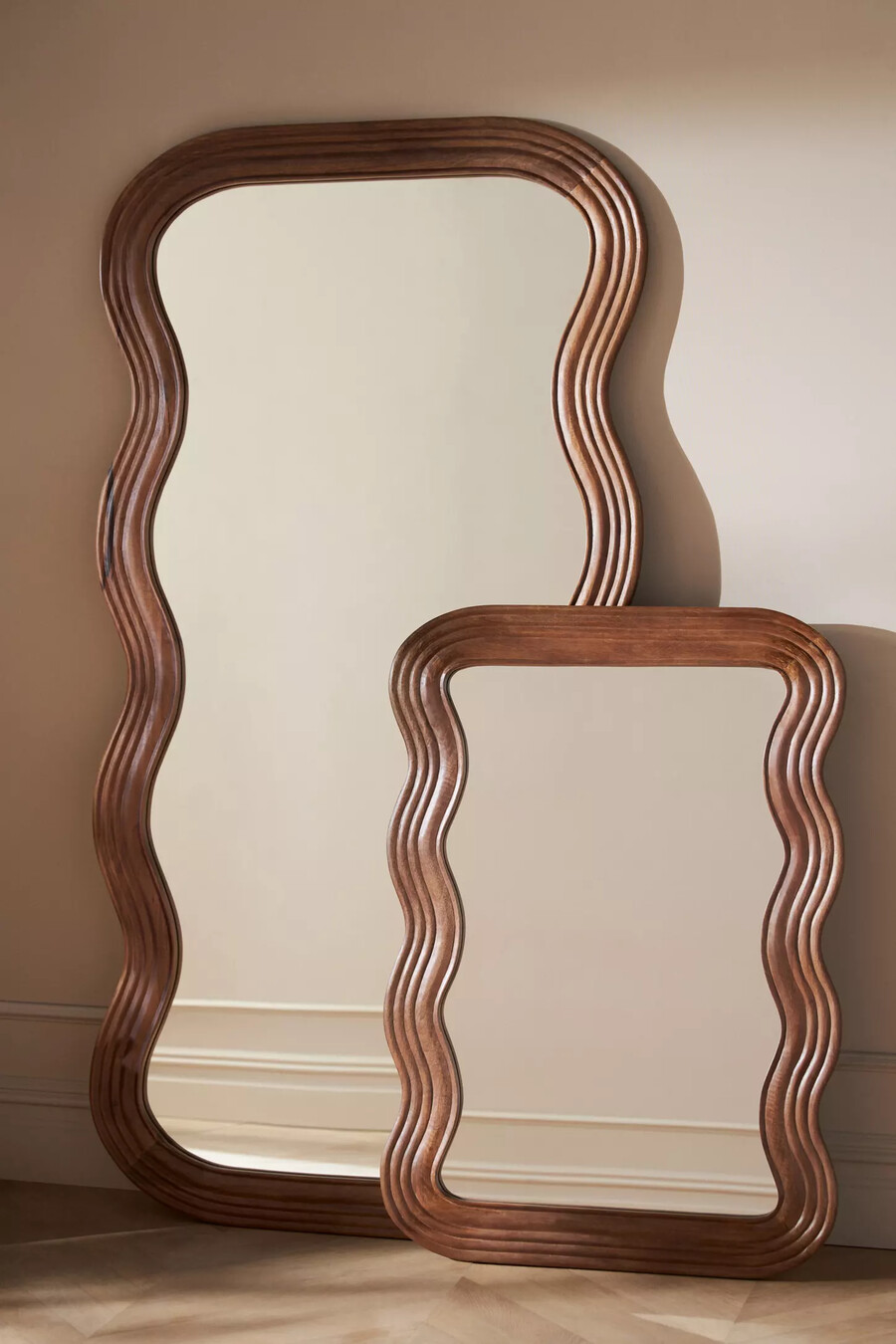 frances mango wood wiggle frame mirror