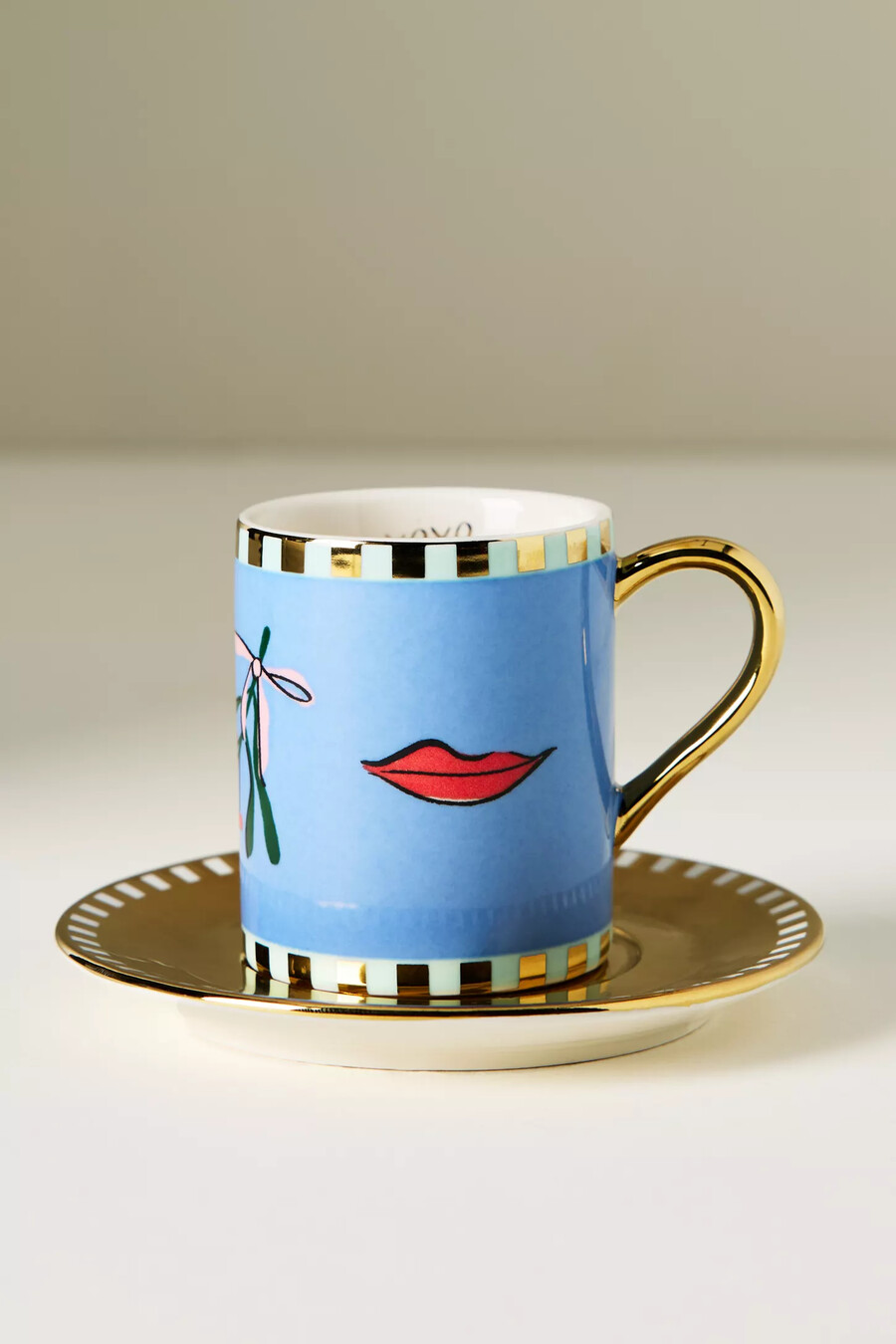 caroline steingut-weihnachts-espressotasse mit untertasse
