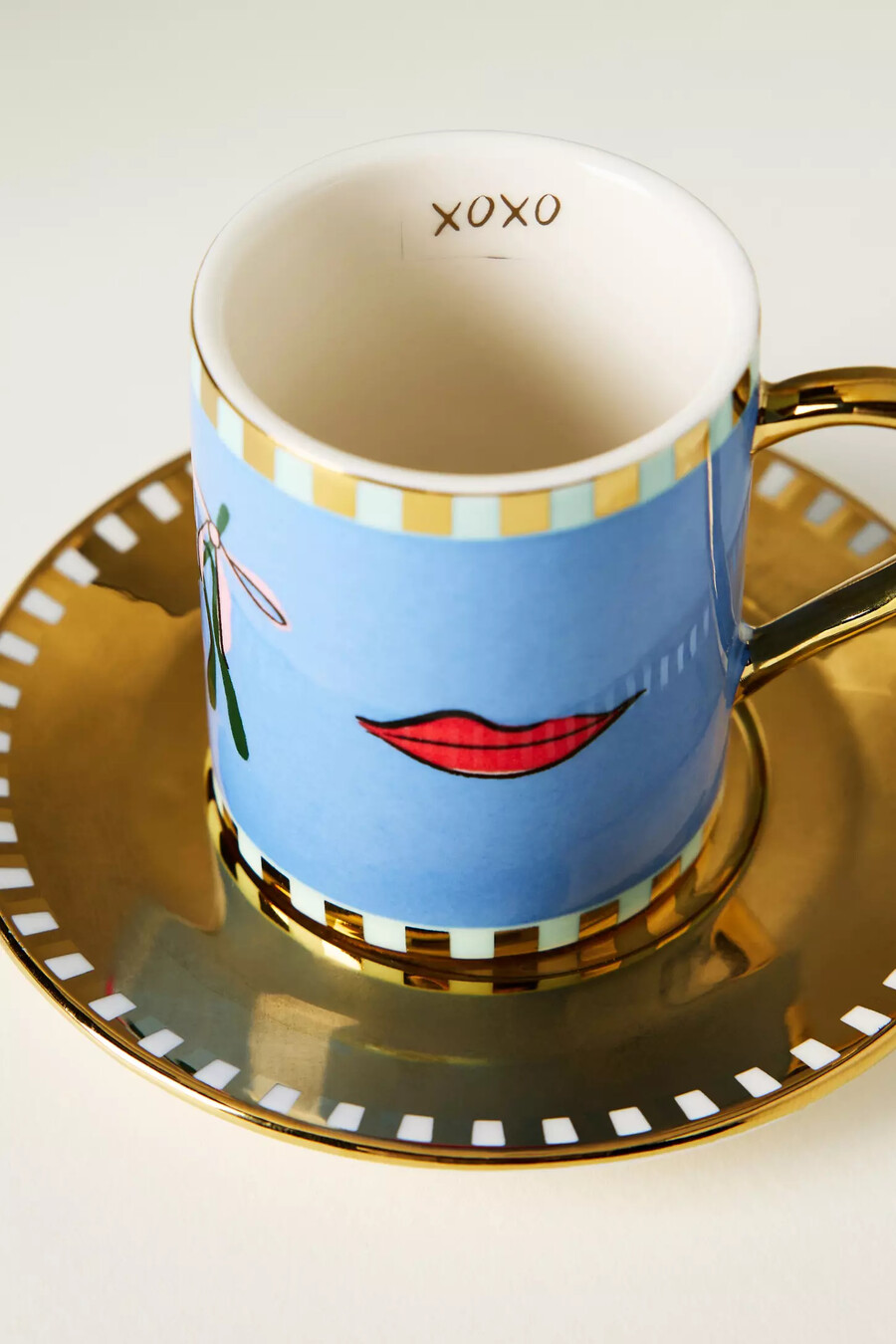 caroline steingut-weihnachts-espressotasse mit untertasse